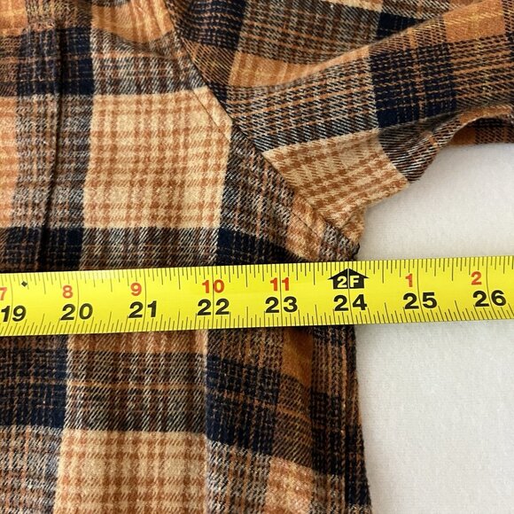 Mountain Ridge Explore Life Men's Long Sleeve Orange Navy Plaid Shirt XL Buttons - Picture 8 of 9